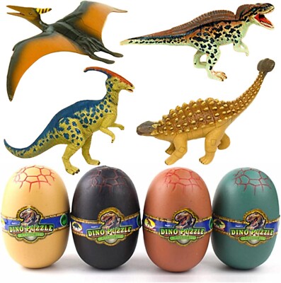 化石　D-3 DX Dinosaur Egg Set of 4 Jurassic Excavation 3D Puzzle Assembled