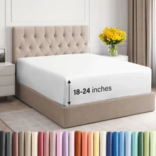 Extra Deep Microfiber Fitted Sheet Only, Fits 18"-24" Mattress, by CGK Linens