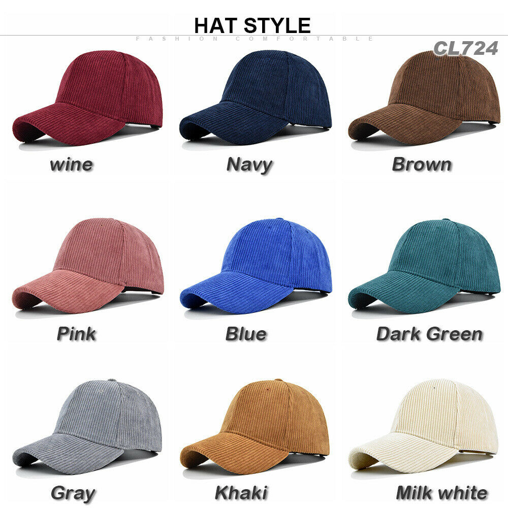 Women Men Winter Warm Hats 6 Panel Corduroy Baseball Cap Outdoor
