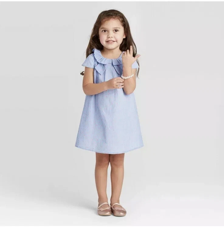 Vestido de gasa manga corta para niñas pequeñas 4T de Just One You made by Carter's Blue Foto 3 de 4