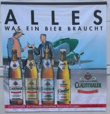 Clausthaler Premium alkoholfrei Banner, Werbebanner, Deko, ca. 0,70 x 0,70