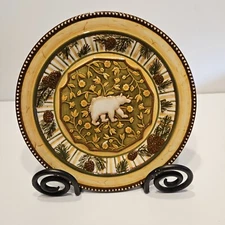 MWW Market Manual RARE Deer Creek Bear Pinecone 8" Plate Lodge Rustic Cabin Ware