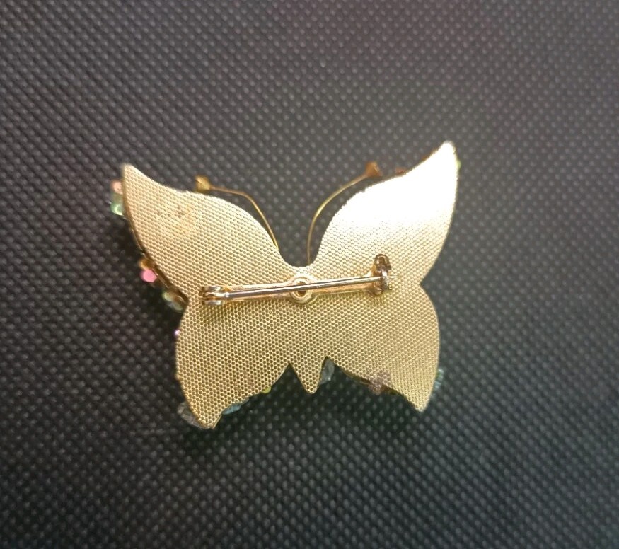 Multicolor Aurora Borealis Crystal Butterfly Vint… - image 3