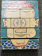 1948 Changeable Charlie w/ Top of Box Wooden Puzzle Blocks Gaston Toys JAT1