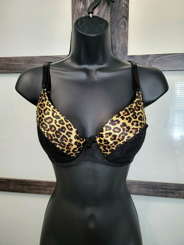 Vintage SEARS Satin Nylon Cheetah Print Bra sz 38C