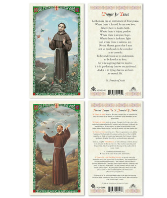 Laminated Novena to St. Francis & Prayer for Peace Holy Prayer Card Set Catholic