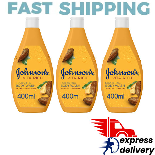 3X Johnson's Body Wash - Vita-Rich, Nourishing Cocoa Butter, 400ml