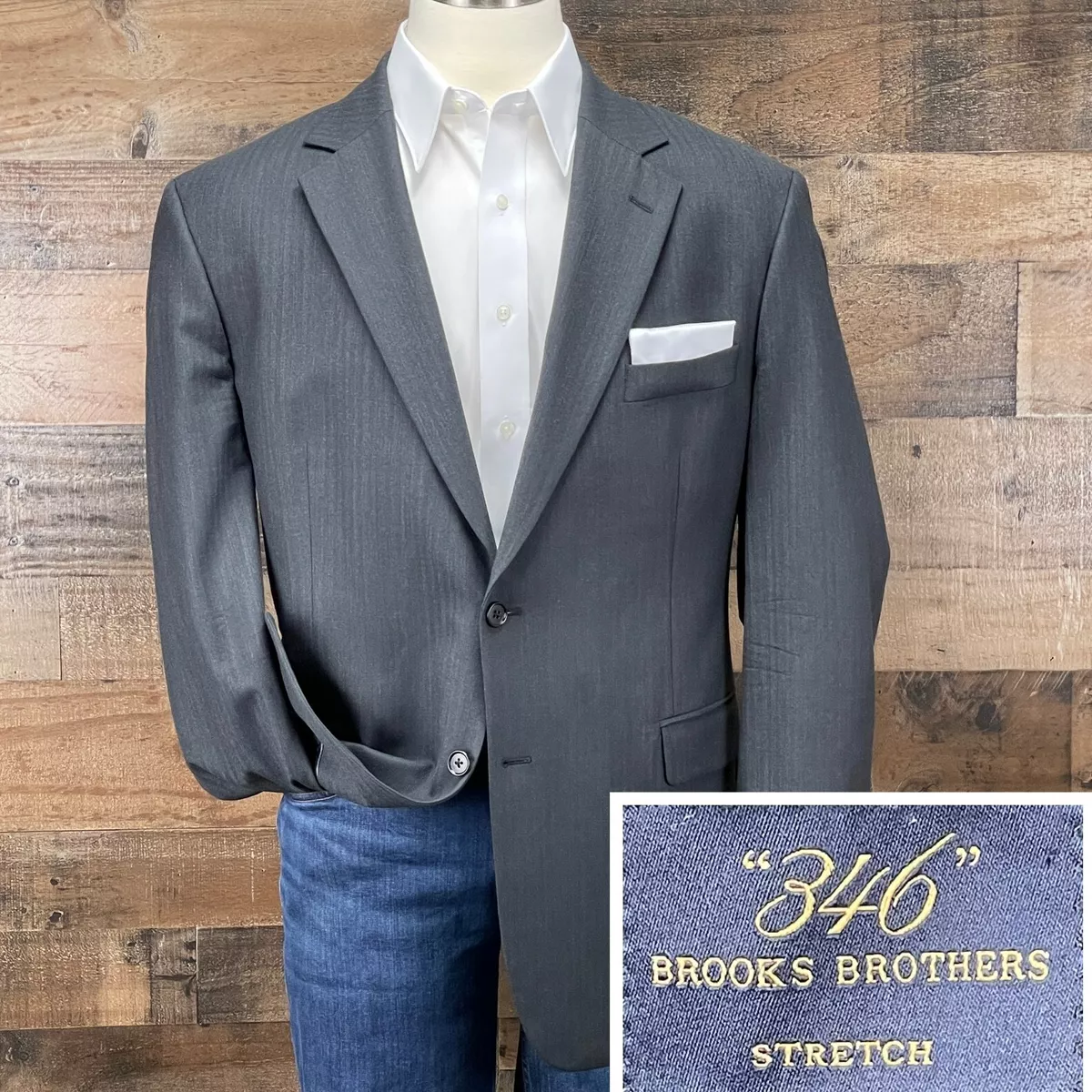 Brooks Brothers Sport Coat Blazer Suit Jacket Wool 2 Button Gray