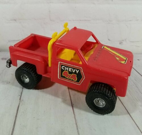 Processed Plastic Co, Red & Yellow Chevy 4X4 Pickup #9360 8.5" Long, No Bumper
