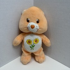 Care Bears FRIEND BEAR Plush Orange Peach Flowers 8" 2002 Stuffed Animal