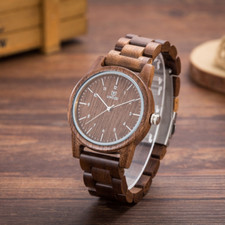 Montre-Bracelet Homme/Femme en Bois Naturel Fait Main Noyer Quartz....Neuve....40mm