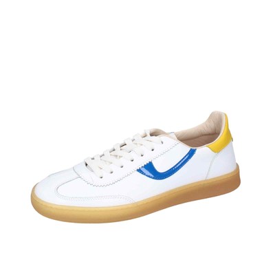 Chaussures Femme MOMA 37 Ue Baskets Blanc Cuir Bleu BC845-37