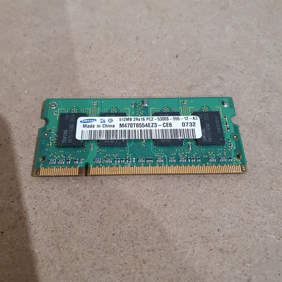Samsung ?M470T6554EZ3-CE6 512MB 2Rx16 667Mhz PC2-5300C Laptop DDR2 SDRAM Memory - Image 3 of 4