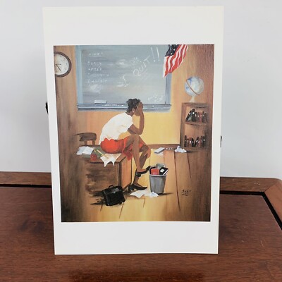 Vintage 1988 Annie Lee & Friends Art Print Card 5th GRADE SUBSTITUTE Cut