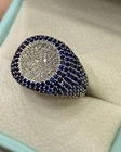 3Ct Round Cut Lab-Created Sapphire 14k White Gold Plated Men's Halo Wedding Ring