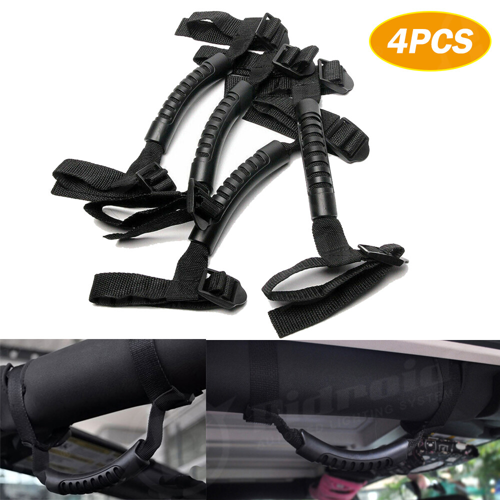 2-Pack Black Grab Handles For Jeep Wrangler - CJ, YJ, TJ, JK, JL - Velcro Mount 8 thumbnail image