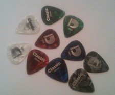 Daddario Classic Celluloid Picks Assorted Pearl 10 Pack Medium.70mm USA Made