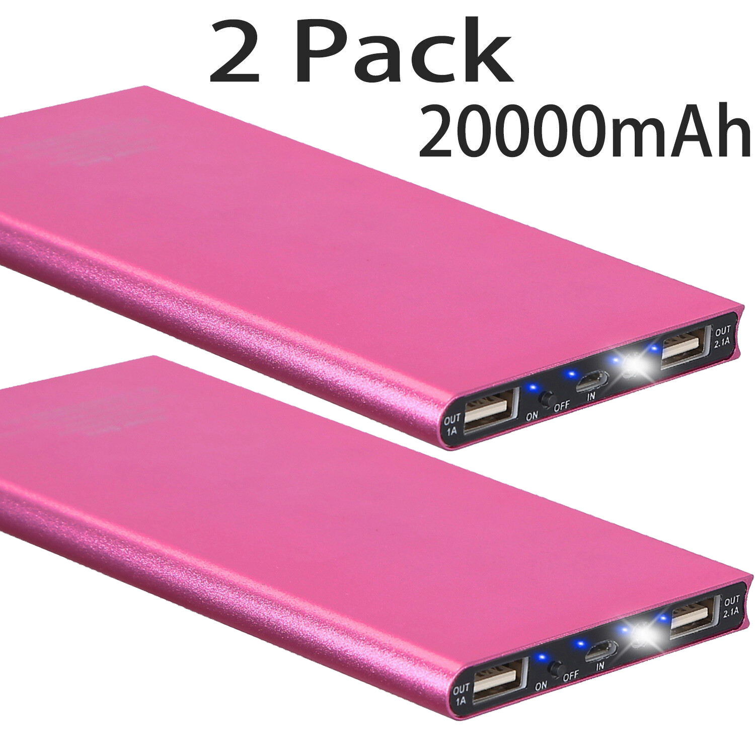 2 Packs Pink 20000mAh Power Bank for Heated Vest Jacket USB Charger Battery Pack-image