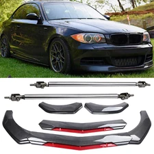For 07-13 BMW 1 Series Front Bumper Lip Spoiler Splitter Strut Rod Carbon Fiber