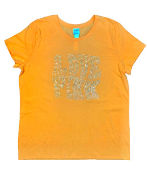VICTORIA'S SECRET LOVE PINK SHINE KNIT PERFECT TEE SHIRT TOP RHINESTONE XL NWT