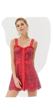 NWT Forever21 Red/pink Blue Embroidered Dress Small