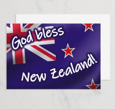 God Bless New Zealand! - 4'' x 6'' Card