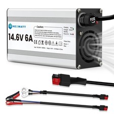 14.6V 6A LiFePO4 Battery Charger for 12V Lithium Deep Cycle Batteries, LED Indic