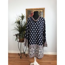 EST 1946 Dress Womens Large Cutout Back Boho Peasant Romantic Tunic Bell Sleeve