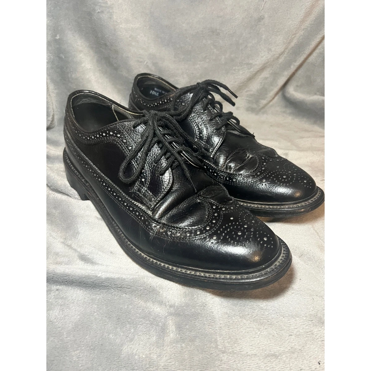 Vintage Dexter Black Leather Wingtip Dress Shoes Mens Size 10.5D USA Made Allen Edmonds Mctavish Men 11 D Wingtip Oxford Shoes Brown  main image 3