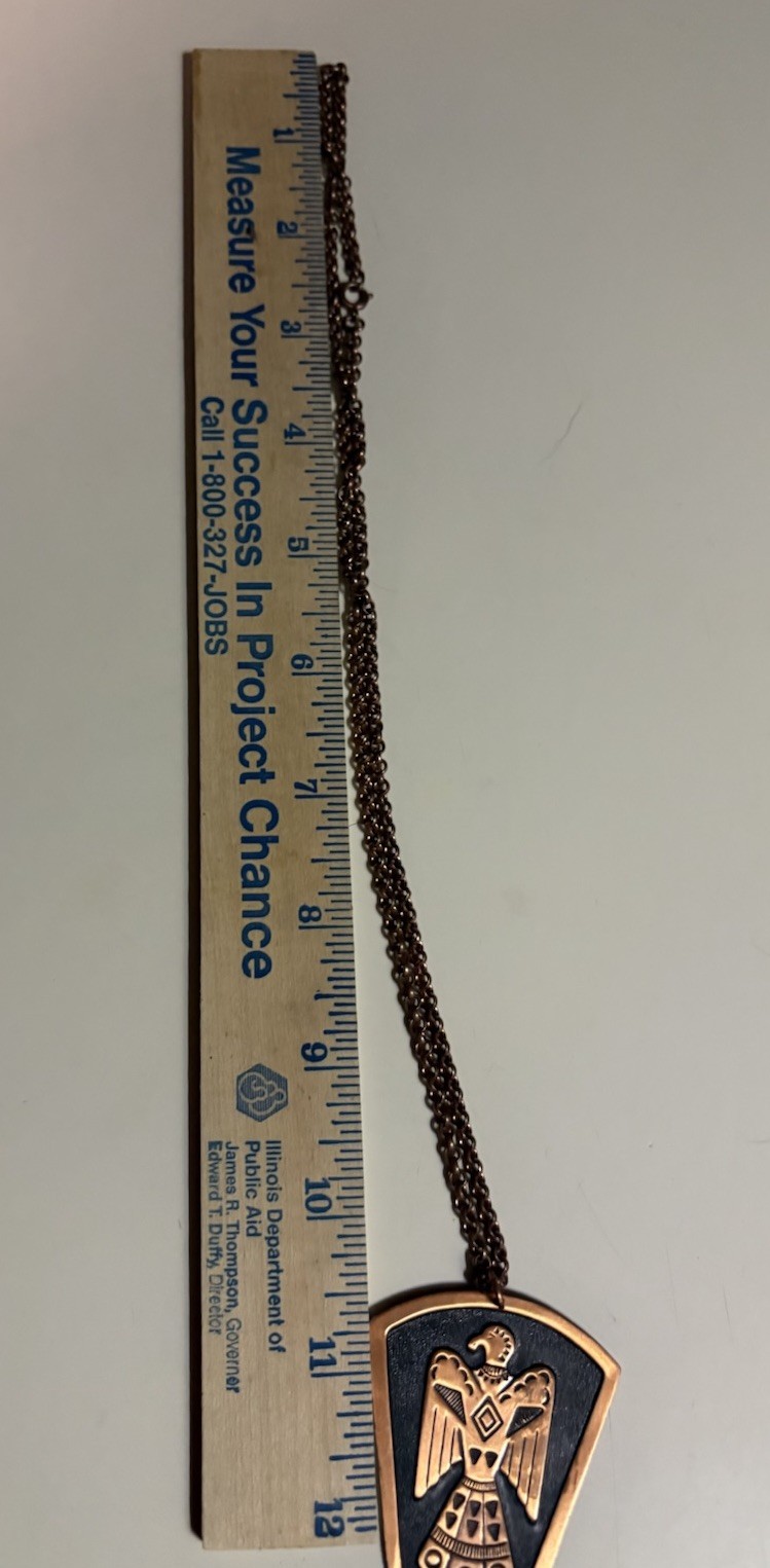 Vintage Solid Copper Thunderbird Bell Trading Pos… - image 6