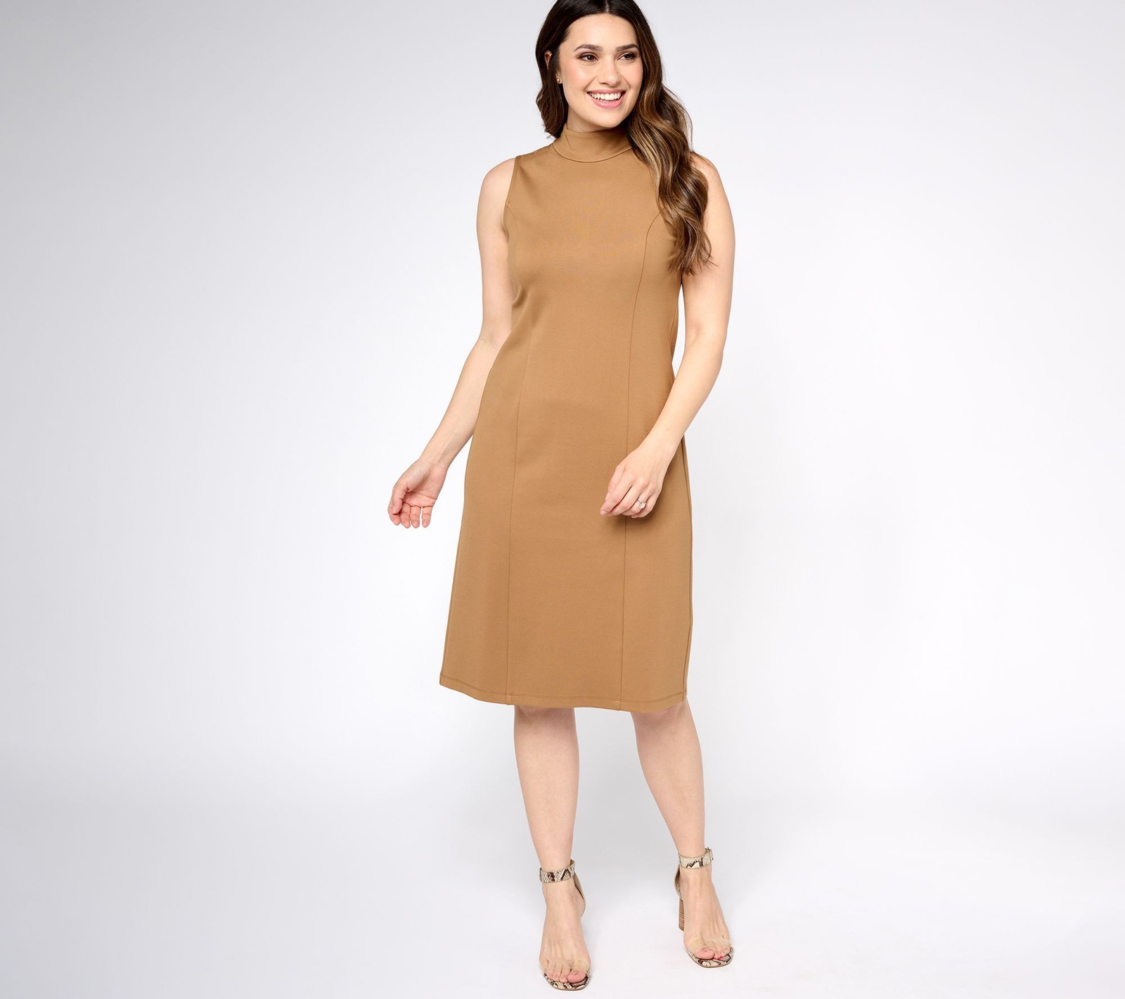 Susan Graver Women's Plus Sz Dress 4X Tailored by Regular Sandalwood A611030