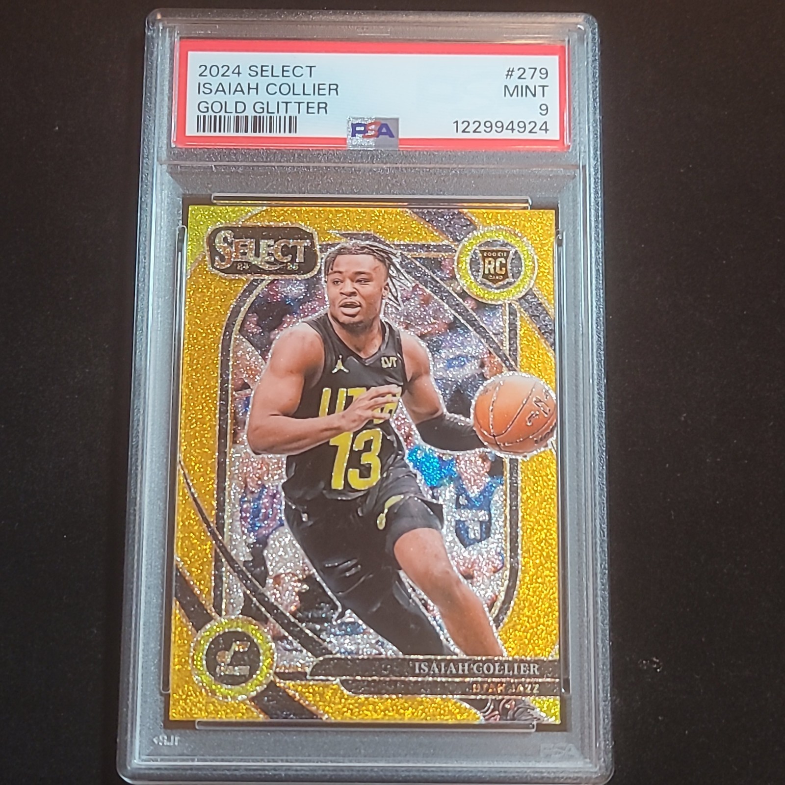 ISAIAH COLLIER 2024-25 SELECT COURTSIDE ROOKIE GOLD GLITTER RC PSA 9 Ssp
