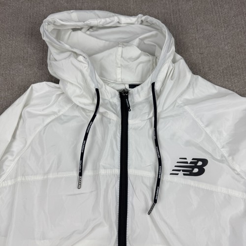 New Balance Jacket Mens 3X White Hooded Windbreaker Water Resistant Lightweight - Picture 3 of 15