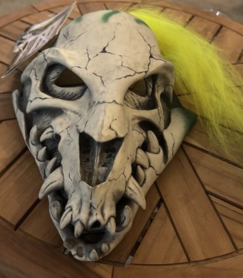 NWT Bone Snapper Skull Halloween Mask Zagone Studios USA Made Blacklight Glow