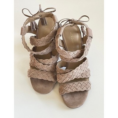BCBGeneration Ledina Sandal Braided Strap Suede Leather Tassels Size 6.5