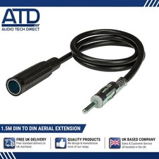 Aerial Antenna Adapter Extension Car Radio Lead Cable DIN Plug 1.5m Black Extend