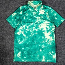 Boys L (16) Nike Dri-FIT Green Tie Dye Printed Golf Polo T-Shirt