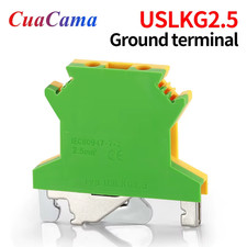 10 Pcs USLKG2.5 Din Rail Ground Terminal Block Electrical Wrie Conductor Yellow