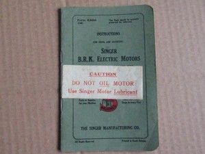 VINTAGE SINGER NÄHEN -SINGER B.R.K ELEKTROMOTOREN HANDBUCH