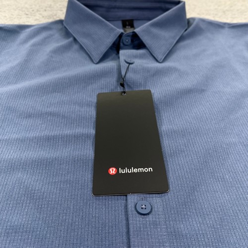 Lululemon Shirt Men Large Blue Airing Easy Woven Stretch Button Down Long Sleeve