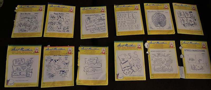 Lot of 12 Vintage Aunt Martha’s Hot Iron Transfers Embroidery Patterns