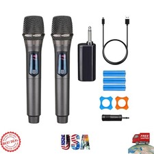 Wireless Dual Microphone System for Weddings, Parties, and Classroom Use - Gray