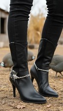 Women Silver Metal Chain Boot Bracelet Shoe Charm Long Big Scorpion Elegant PAIR