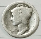 1918  Mercury Dime circulated 90% Silver
