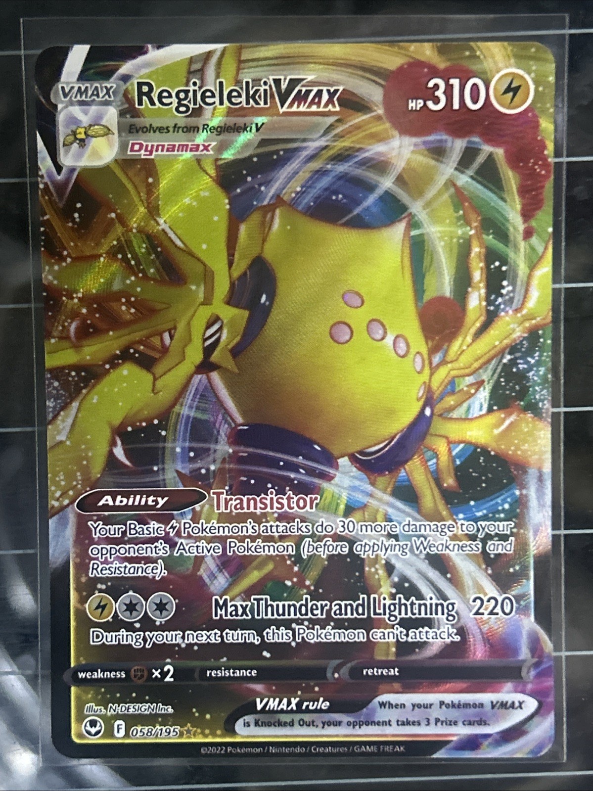 Pokémon TCG Regieleki VMAX Silver Tempest Card 058/195 NM/M Condition