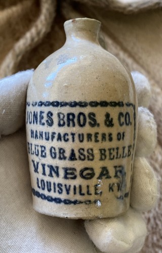 Jones Bros. &Co. Blue Grass Belle Vinegar-Louisville,Kentucky Mini Jug Stoneware
