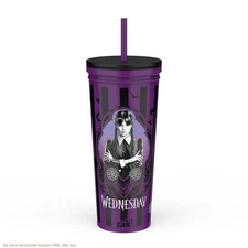 Zak Designs 23 fl oz Stainless Steel Wednesday Kendall Straw Tumbler