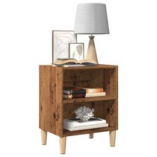 Table de Chevet avec Pieds en Bois Massif Armoire de Lit Chambre Noir vidaXL