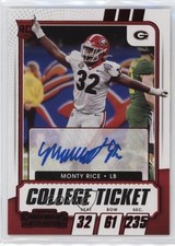 2021 Panini Contenders Draft Picks College Game Ticket Red Monty Rice Auto 0ks3