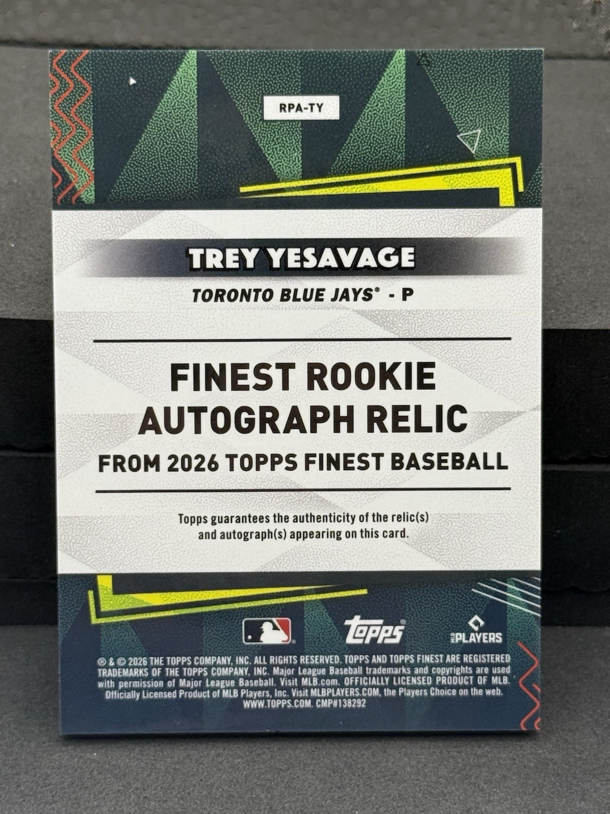 2026 Topps Finest Trey Savage RC Patch Auto view 2